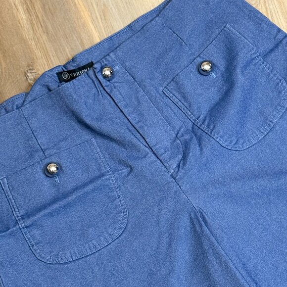 Versona Modern Blue Wide Leg Pants with Patch Pockets and Silver Buttons size 14 - Picture 6 of 9